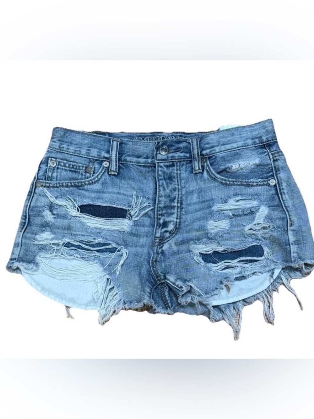 American Eagle Outfitters Light Blue Distressed Denim Shorts